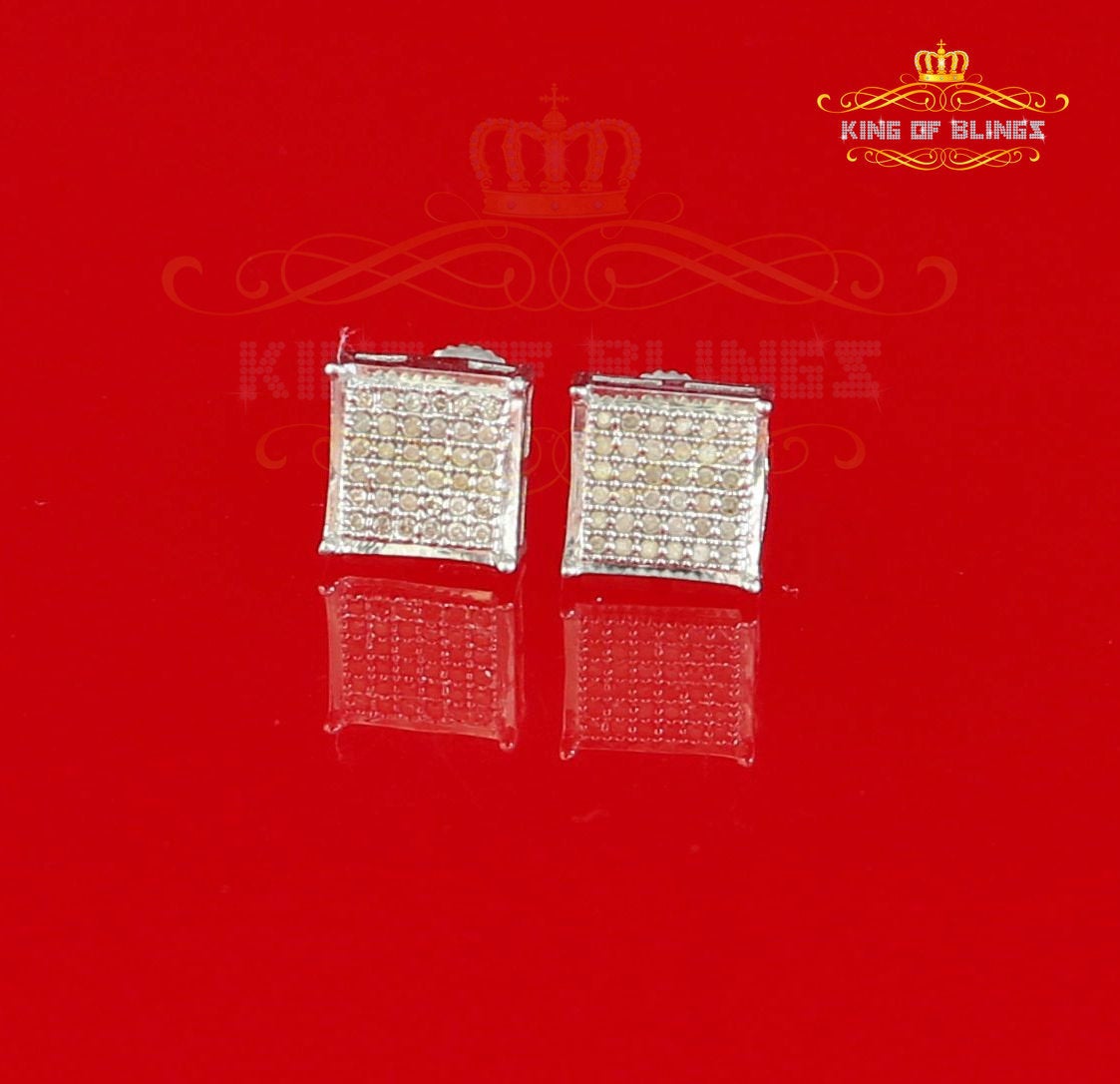 King Of Bling's 0.25ct Diamond 925 Sterling Silver White For Men / Women Square Stud Earring