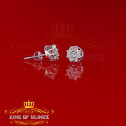 King Of Bling's 0.05ct Diamond 925 Sterling Silver White For Men's & Women's Floral Earrings KING OF BLINGS