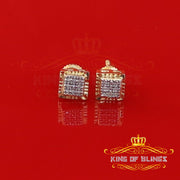 King of Blings-0.05ct Diamond For Yellow 925 Sterling Silver Men's & Women's Square Earrings KING OF BLINGS