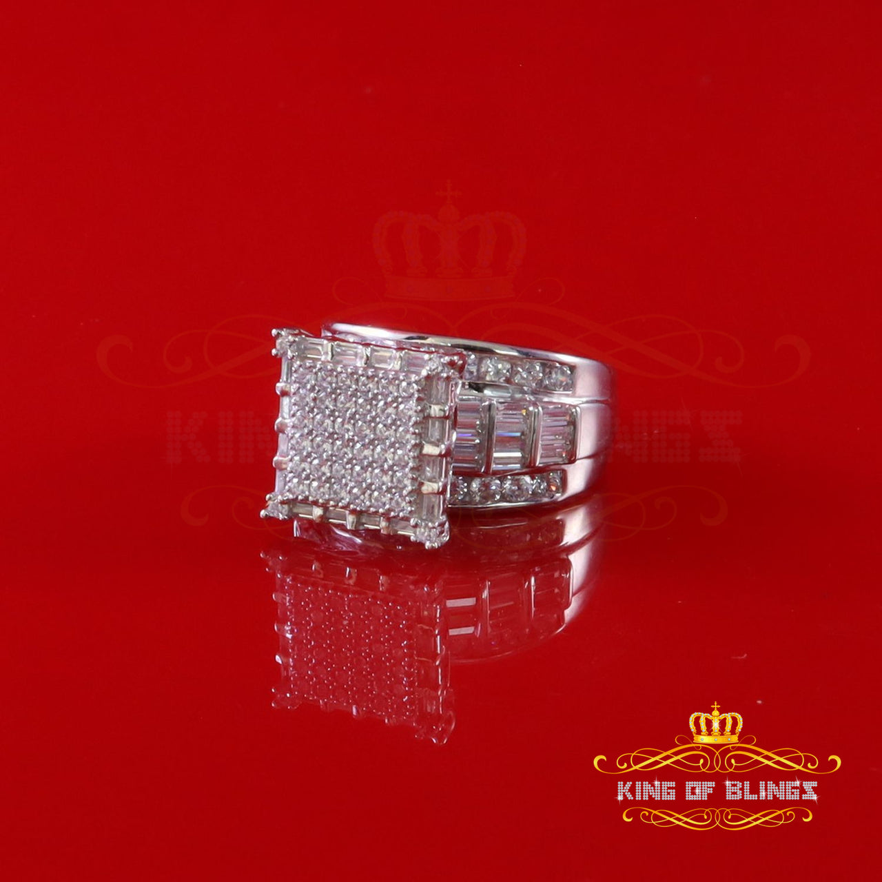 King Of Bling'sWomen's 6.04ct White Cubic Zirconia Silver Fashion Ring Size 9
