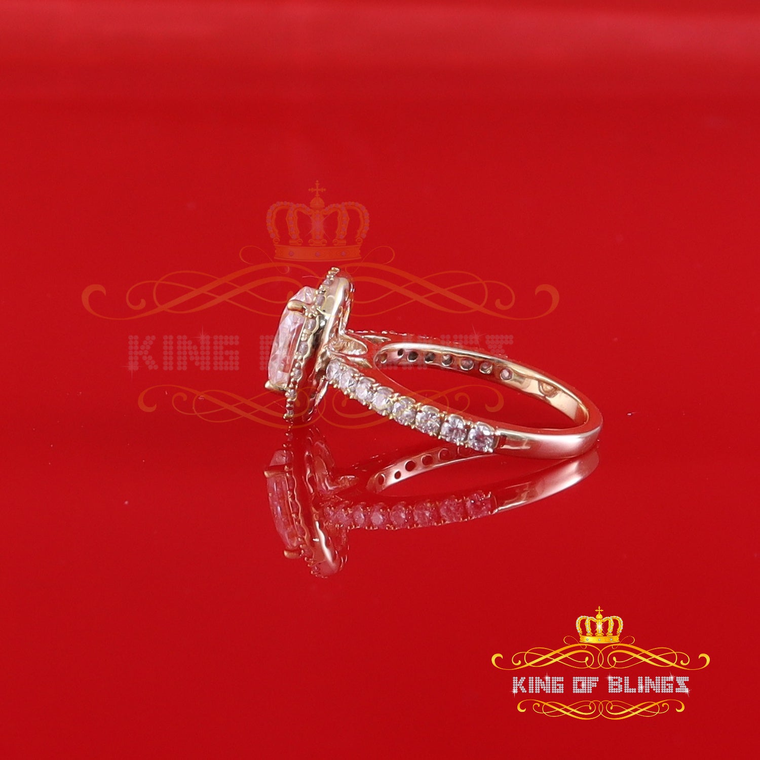 King Of Blings  10K Yellow Gold 3.00CT 'VVS' 'FL' D clr Oval Cut Moissonite Womens Ring S/7 KING OF BLINGS