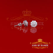 King of Blings- White 925 Sterling Silver 1.18ct Cubic Zirconia Women's Hip Hop Flower Earrings KING OF BLINGS