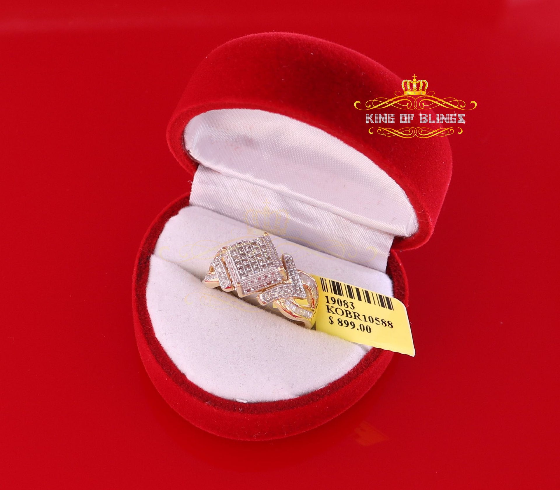 King Of Bling's Yellow 925 Sterling Silver 0.50 CT Real Diamond Luxury Womens Square Ring Size 7 KING OF BLINGS