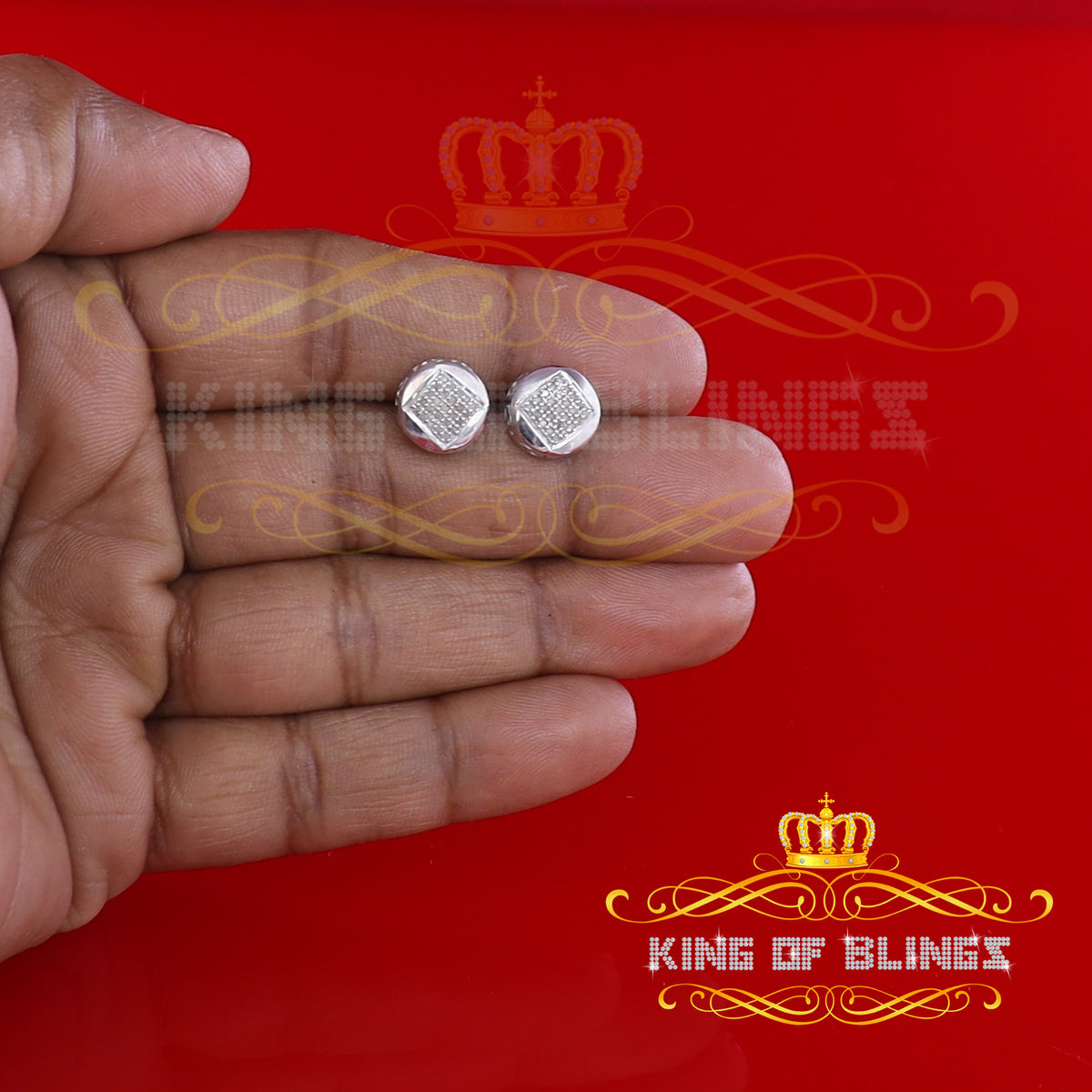 King Of Bling's 0.15ct Real Diamond 925 Sterling Silver White For Women's & Men's Round Earring