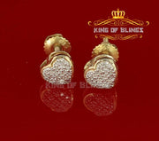 King of Blings-Aretes Para Hombre Heart 925 Yellow Silver 0.08ct Diamond Women's /Men's Earring KING OF BLINGS