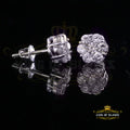 King of Blings- 925 White Silver Sterling 2.06ct Cubic Zirconia Hip Hop Floral Women's Earrings KING OF BLINGS