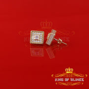 King  of Bling's 925 Yellow Silver 1.00ct VVS-D Moissanite Women's/Men's Square Stud Earrings KING OF BLINGS