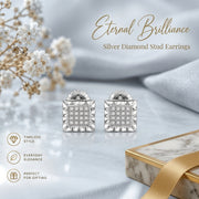 King Of Bling's 925 Sterling Silver 0.10ct Small Diamond For Women's & Men's White Stud Earring KING OF BLINGS
