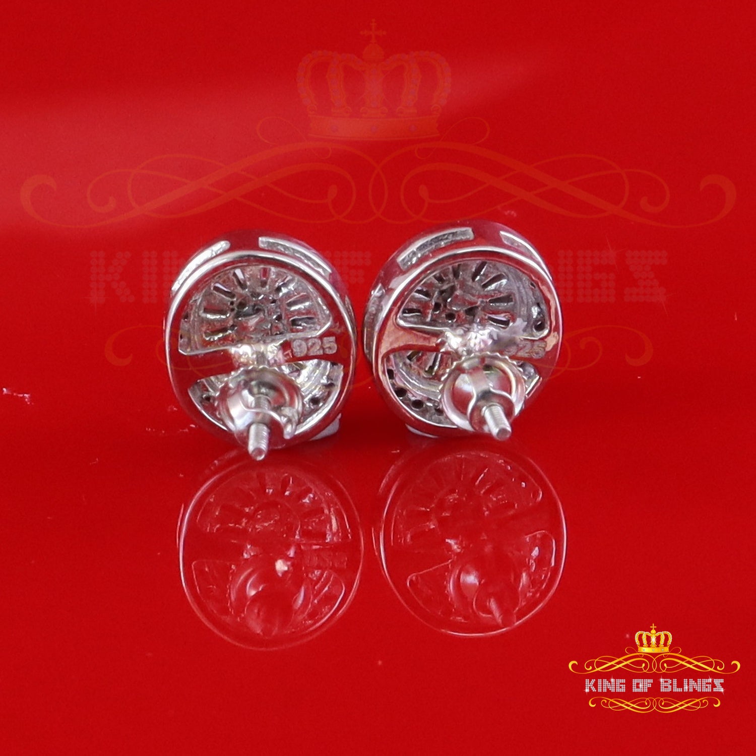 King of Bling's 925 White Silver 1.00ct VVS 'D' Moissanite Oval Stud Earring Men's/Womens King of Blings