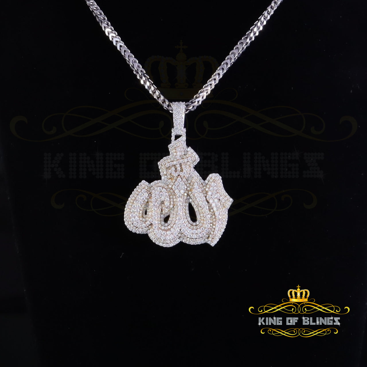 King Of Bling's 925 Silver Moissanite Allah White 4.00ct VVS 'D Religious Men & Women Pendant KING OF BLINGS