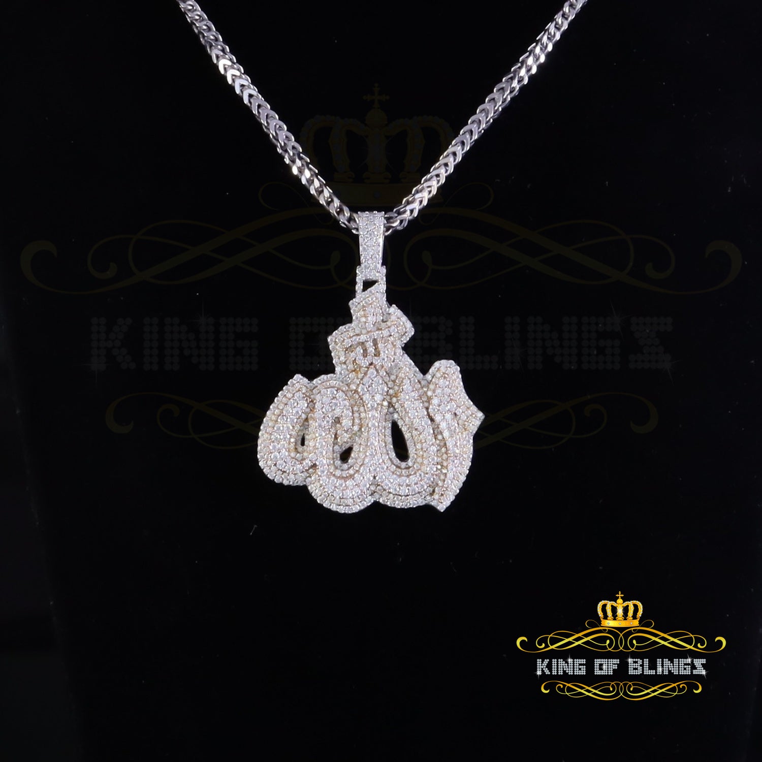 King Of Bling's 925 Silver Moissanite Allah White 4.00ct VVS 'D Religious Men & Women Pendant KING OF BLINGS