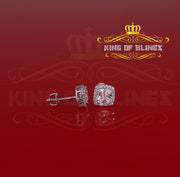 King of Blings- Hip Hop Screw Back White 2.07ct Silver Cubic Zirconia Women's & Men's Earrings KING OF BLINGS
