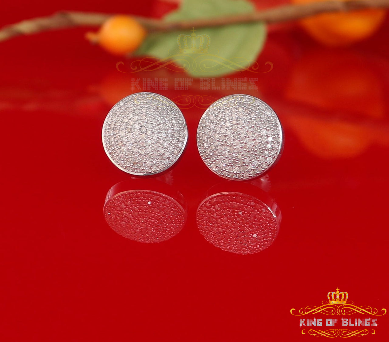 King Of Bling's 925 Sterling Silver White Hip Hop 0.66ct Diamond Men's/ Women's Stud Earrings