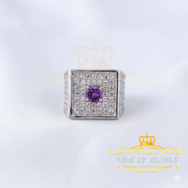 White19.00ct Sterling Silver Cubic Zirconia Men Adjustable Ring From SZ 9 to 11