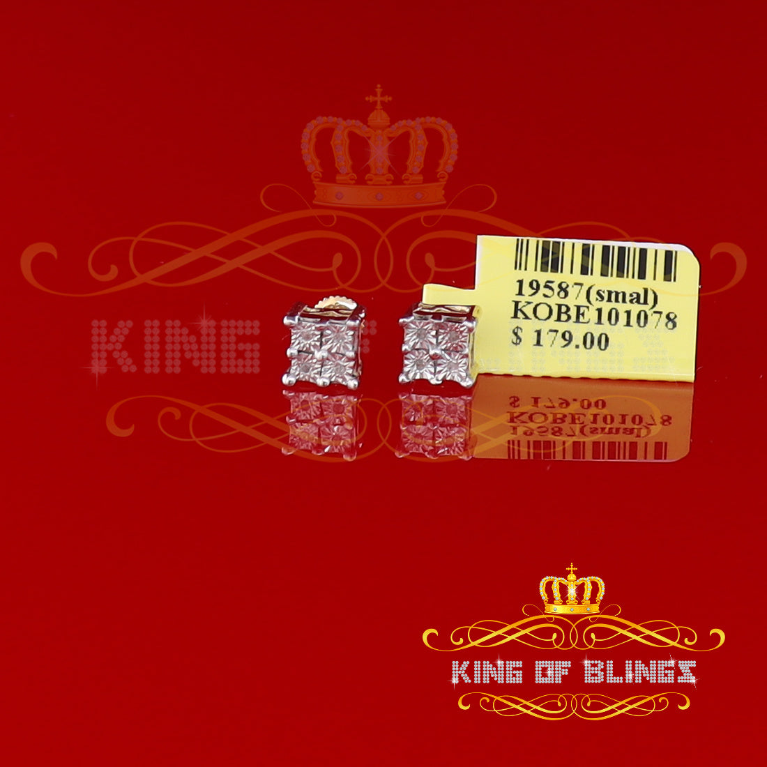 King of Blings-0.03ct Diamond Stud Earrings For Women Yellow 925 Sterling Silver Stud For Men KING OF BLINGS