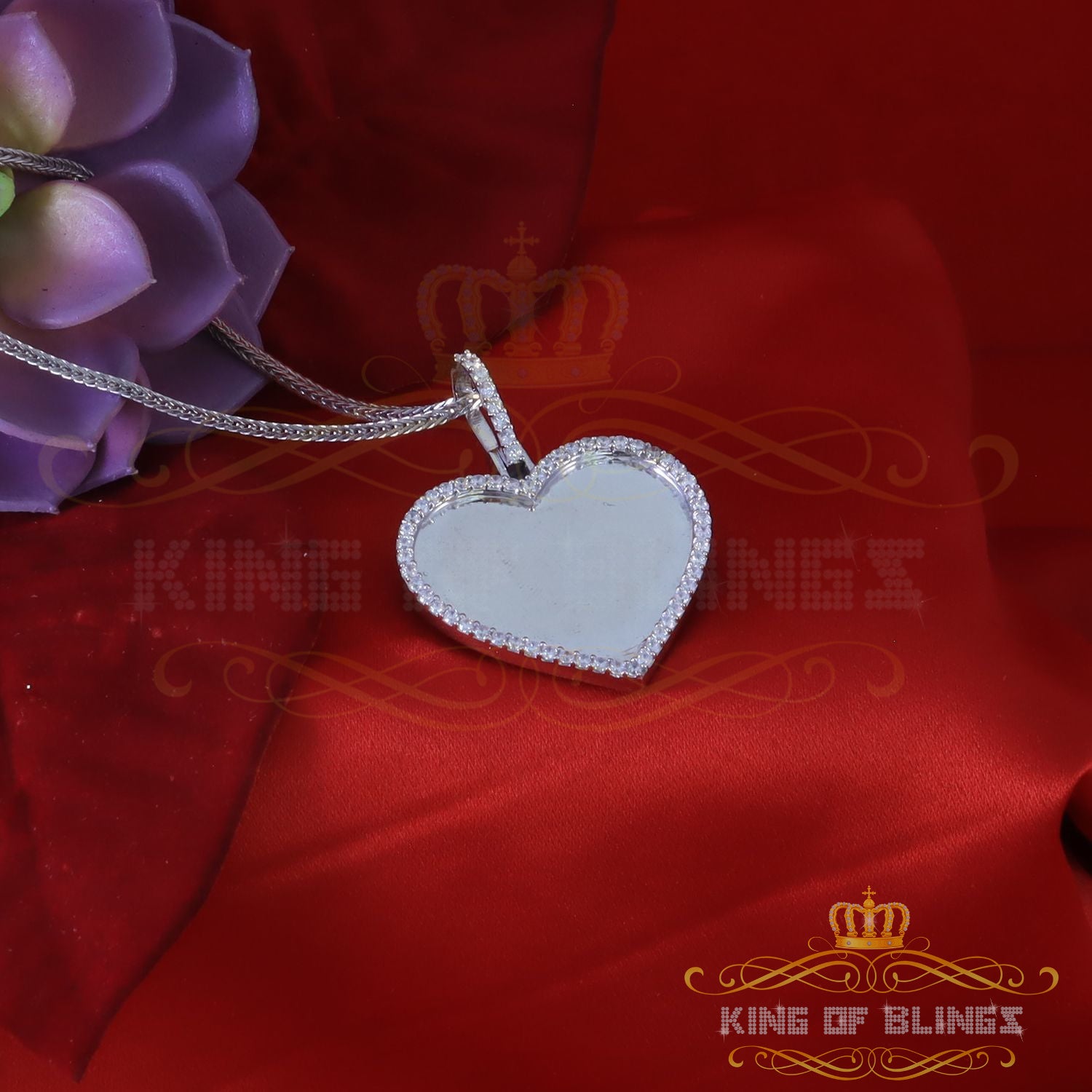 King of Bling's White 925 Sterling Silver Pendant Charming Necklace as 19.21ct Cubic Zirconia KING OF BLINGS