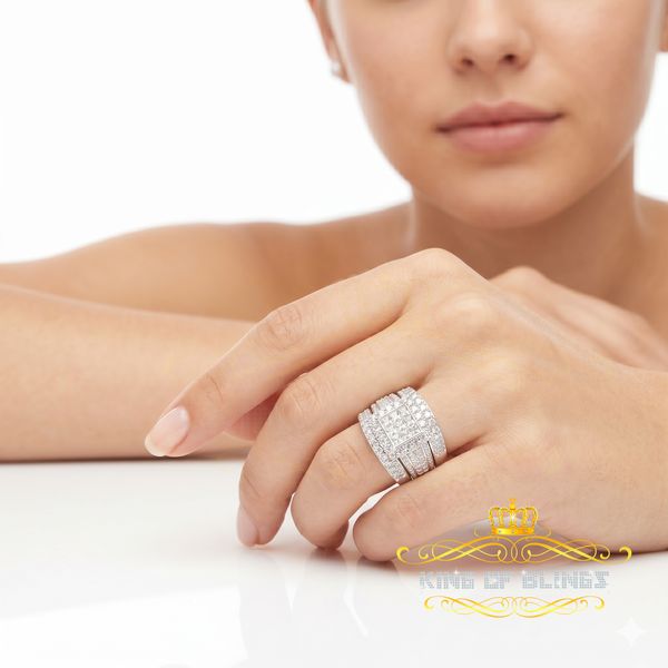 King Of Bling's12.60ct Cubic Zirconia White Sterling Silver Men's/ Women 3PC Wedding Rings SZ 9 KING OF BLINGS
