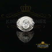 925 Sterling White Silver 5.00ct Cubic Zircon oval Shap Men's Ring Size 10 KING OF BLINGS