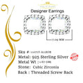 King of Bling's 925 Yellow Silver 2.58ct Cubic Zirconia Women's & Men's Hip Hop Square Earrings KING OF BLINGS