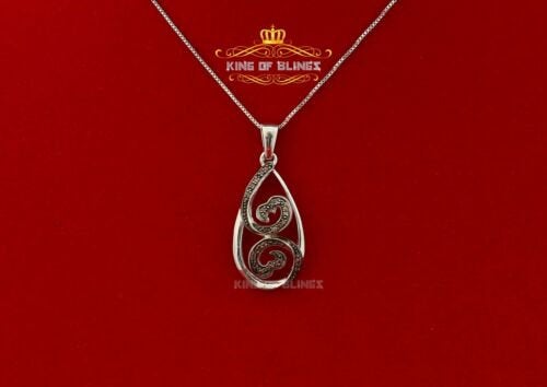 King Of Bling's White 925 Jane Seymour Open Heart Brown Stone Pendant with 0.27ct Cubic Zirconia KING OF BLINGS