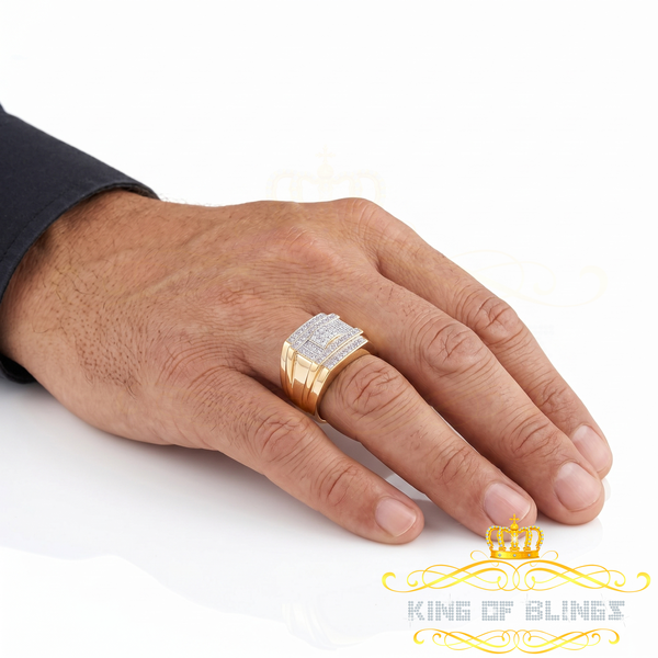 King Of Bling's 925 Sterling Silver Yellow Square Cubic Zirconia 1.00ct Men's Ring Big Size 10