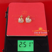 King of Blings-0.33ct Micro Pave 925 Yellow Silver Diamond Heart Earring For Men's / Women's KING OF BLINGS