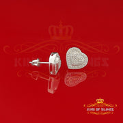 King Of Bling's Aretes Para Hombre Heart 925 White Silver 0.20ct Diamond Women's /Men's Earring KING OF BLINGS