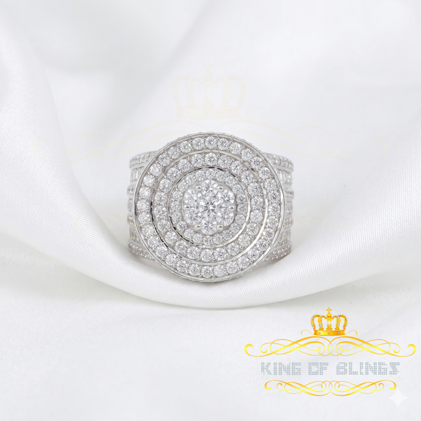 925 White Silver Cubic Zirconia 25.00ct Rapper Luxury Big Round Rings Men's Size12