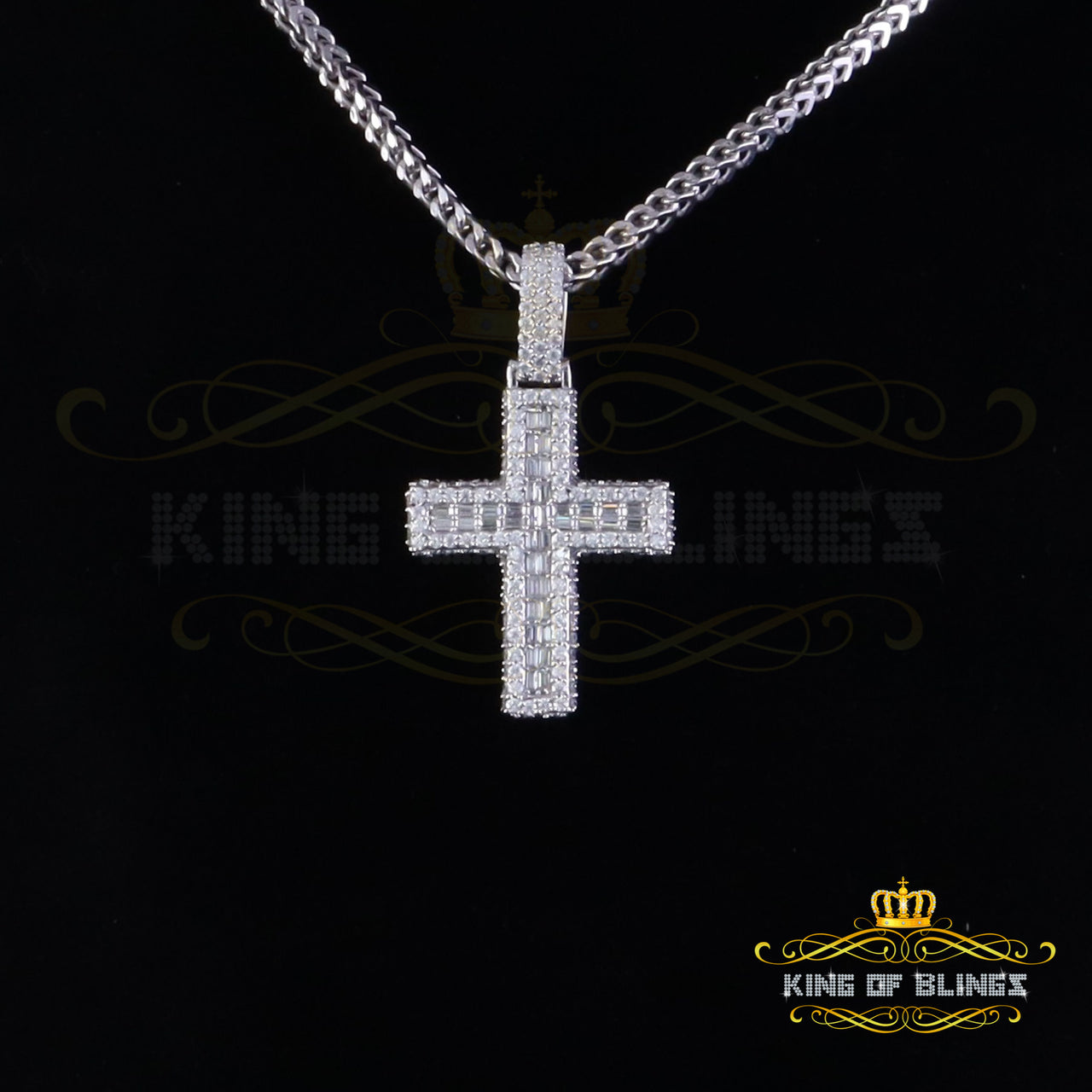 King Of Bling's 925 Sterling White Silver 4.50ct VVS D Clr Moissanite Cross Pendant Men/ Womens KING OF BLINGS