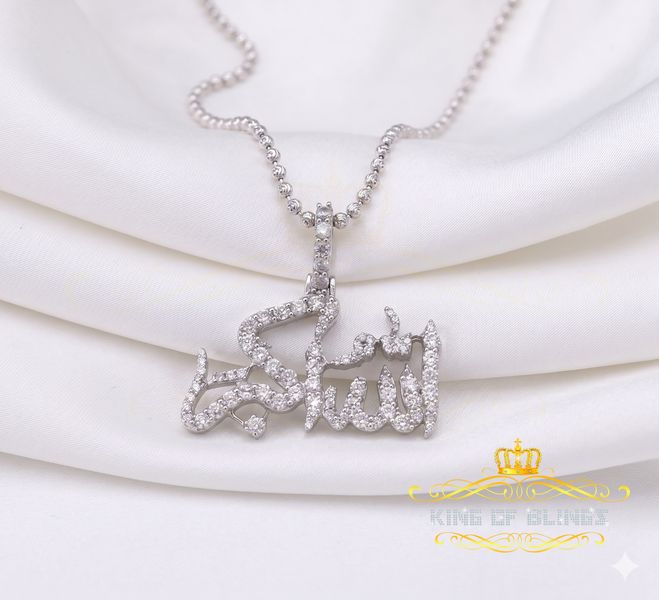 King Of Bling's White 925 Sterling Silver with Allah-hu-Akbar Pendant 5.70ct Moissanite KING OF BLINGS
