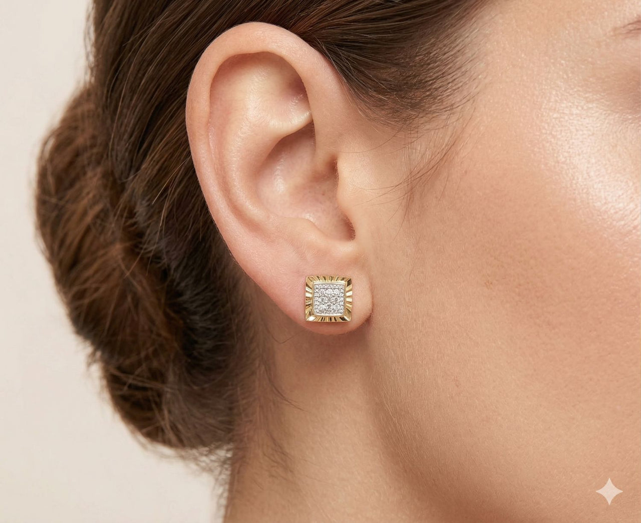 3 Pairs Diamond Stud Earrings Set – Screw Back 925 Sterling Silver (Round, Heart, Square 6mm)