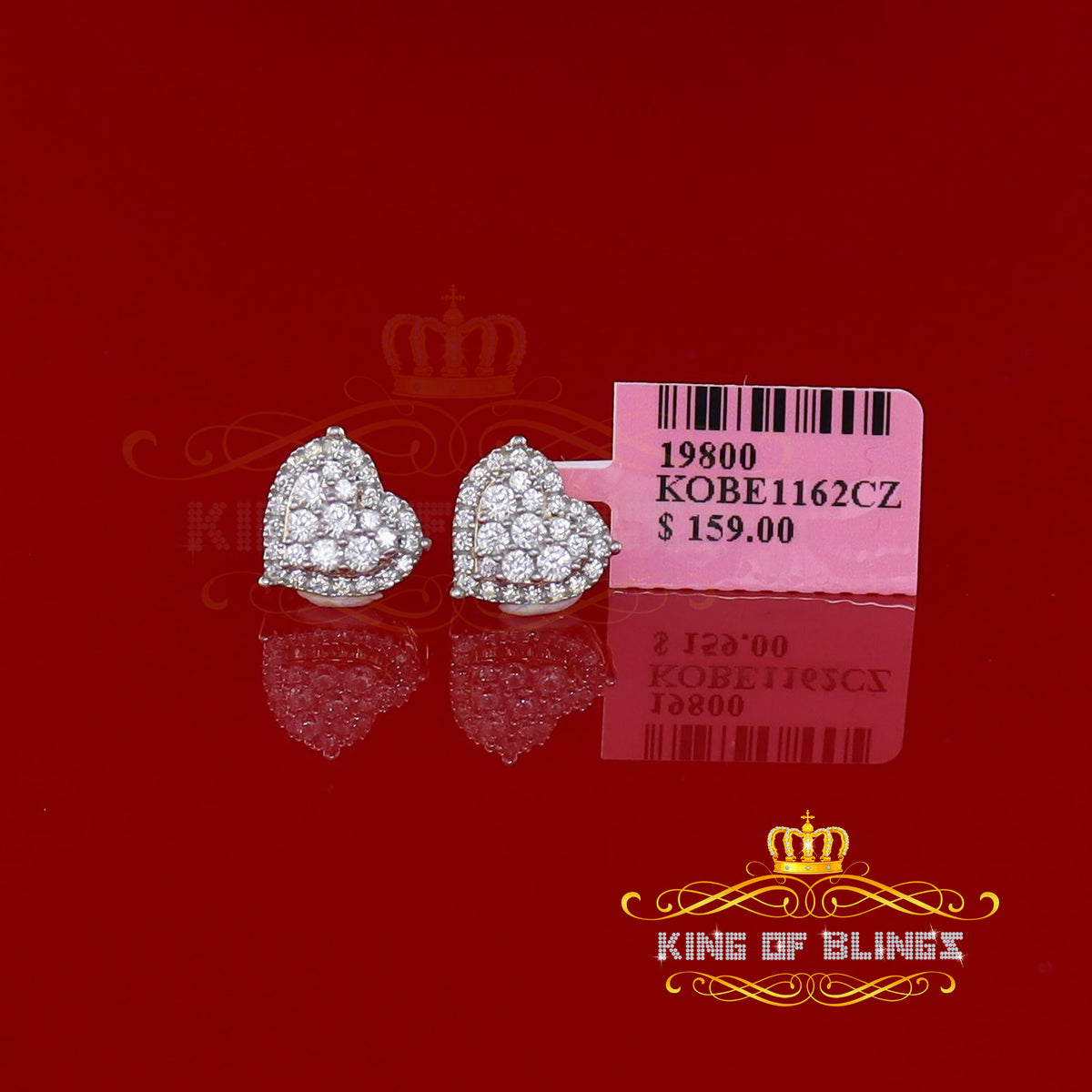 King of Bling's 1.18ct Cubic Zirconia 925 Yellow Sterling Silver Women's Hip Hop Heart Earrings KING OF BLINGS