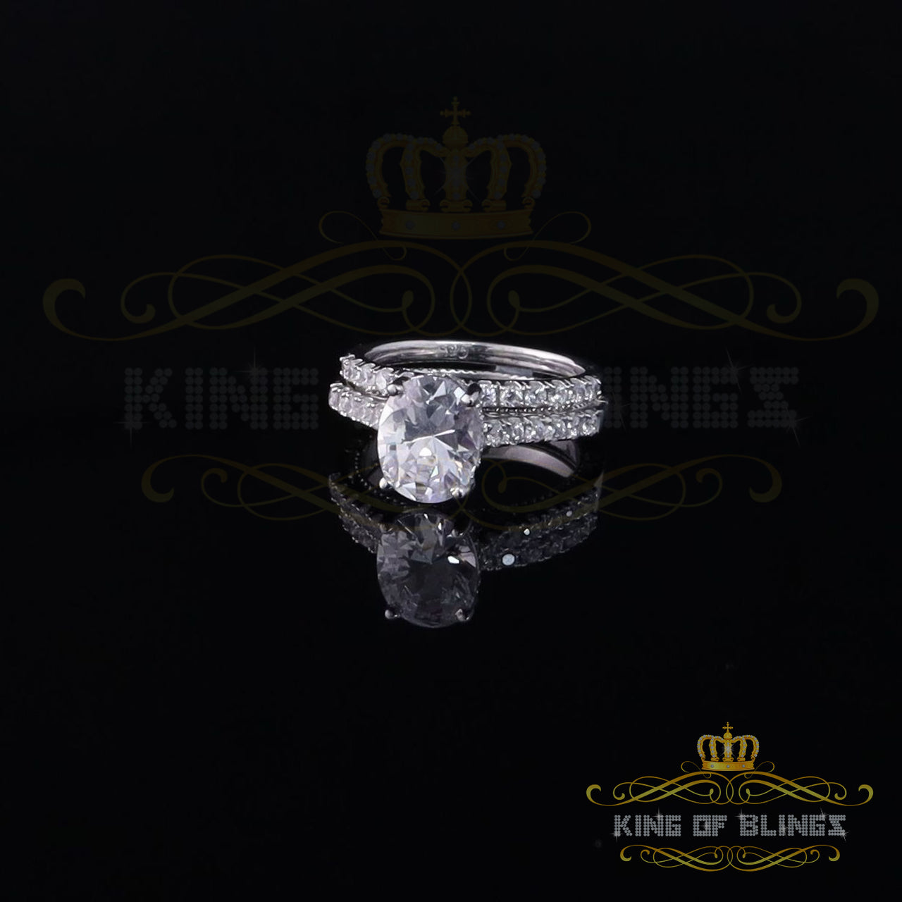 King Of Bling's5.68ct White Cubic Zirconia 925 Sterling Silver Bridal Style Womens Ring SZ 7