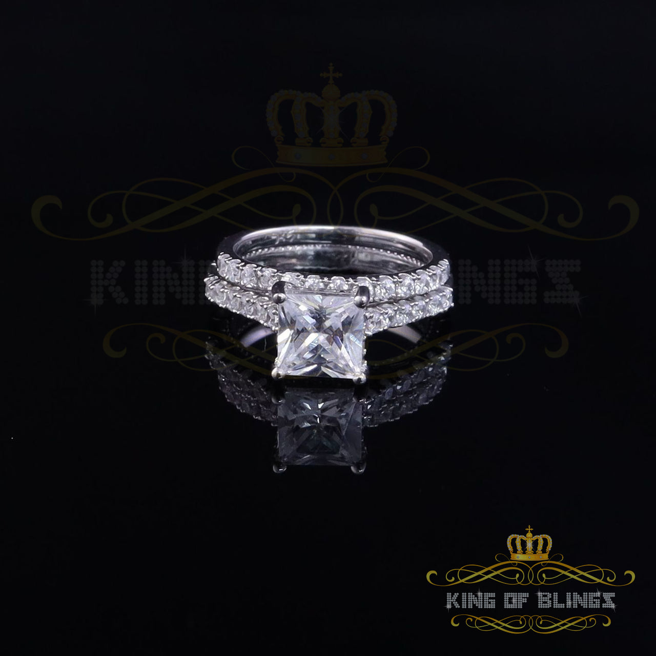 King Of Bling's4.71ct White Cubic Zirconia 925 Sterling Silver Bridal Fashion Womens Ring SZ 7