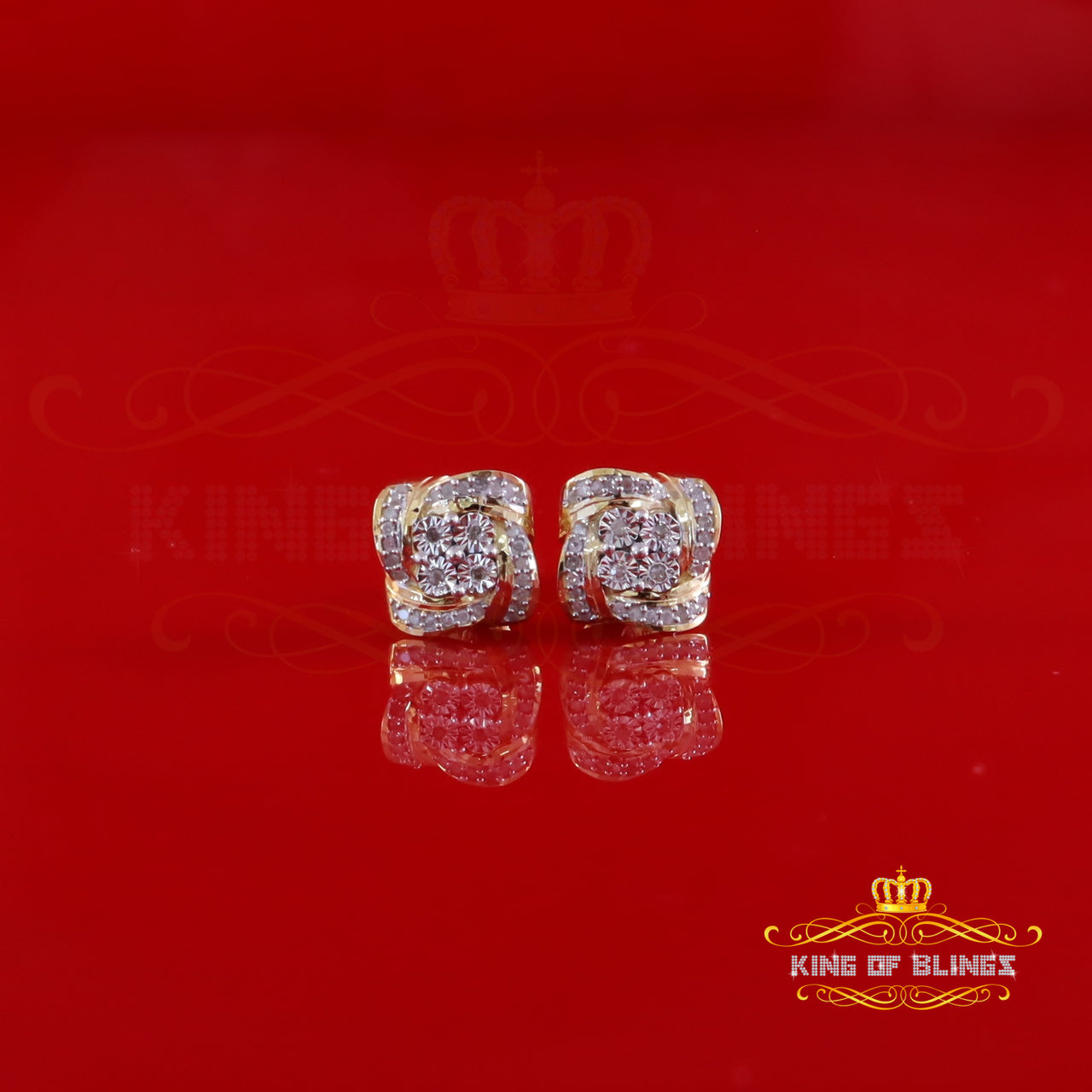 King of Blings-0.25ct Diamond 925 Sterling Silver Yellow for Men's & Women Stud SWRILL Earrings King of Blings
