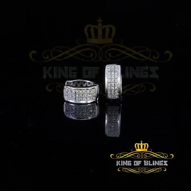 King of Bling's White 925 Sterling Silver 0.40ct Cubic Zirconia Women's & Men's Hoop Earrings
