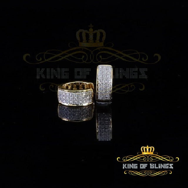 King of Bling's Yellow 925 Sterling Silver 0.40ct Cubic Zirconia Women's & Men's Hoop Earrings