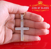Yellow 925 Sterling Silver Baguette Cross Pendant with 3.22ct Cubic Zirconia KING OF BLINGS