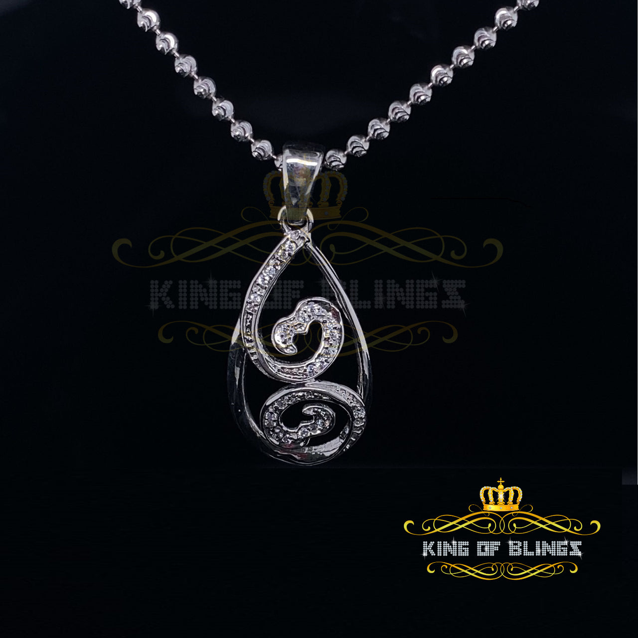 King Of Bling's Promise 925 Sterling Silver White Brown Stone Pendant with 0.27ct Cubic Zirconia KING OF BLINGS
