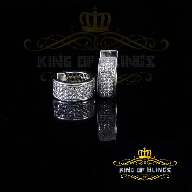 King of Bling's Hip Hop White 925 Silver 0.66ct Cubic Zirconia Women's & Men's Hoop Earrings
