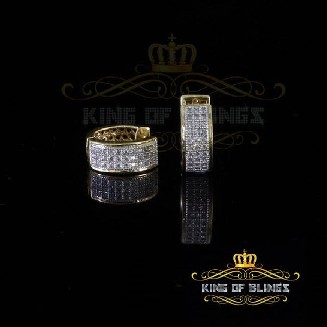 King of Bling's Hip Hop Yellow 925 Silver 0.66ct Cubic Zirconia Women's & Men's Hoop Earrings