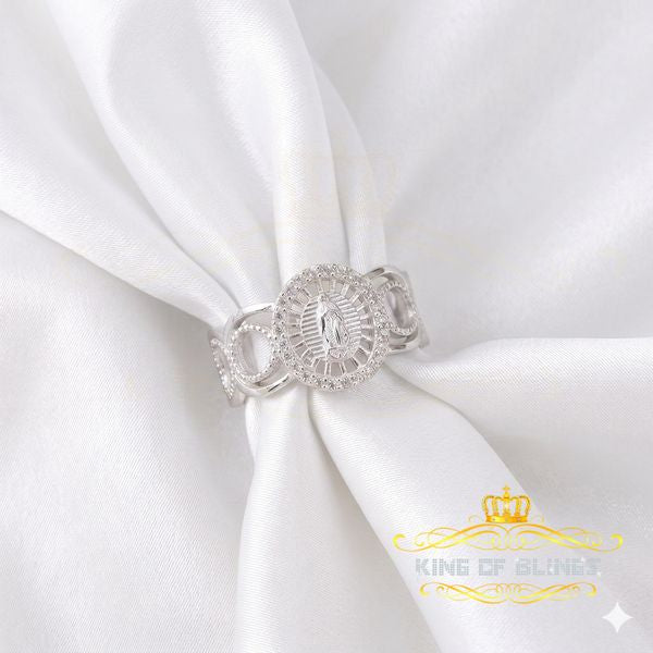 King Of Bling'sOur Lady Guadalupe White CZ 925 Silver Virgin Merry in Aura Women's Ring SZ 10 KING OF BLINGS