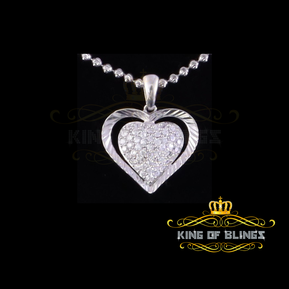 King Of Bling's Fancy Special 925 Sterling Silver Heart White Pendant with 0.49ct Cubic Zirconia