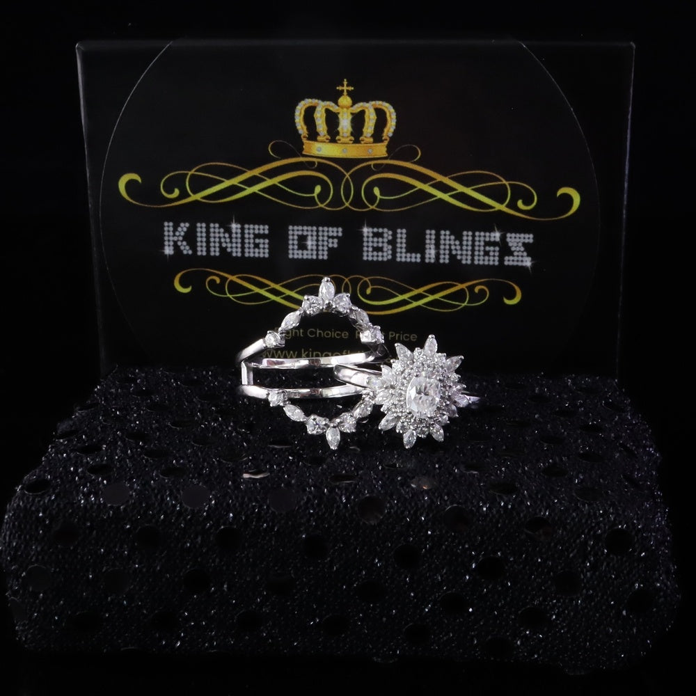 King Of Blings Engagement Ring Enhancer Guard Wrap Insert 2CT Moissanite 925 Silver White SZ7
