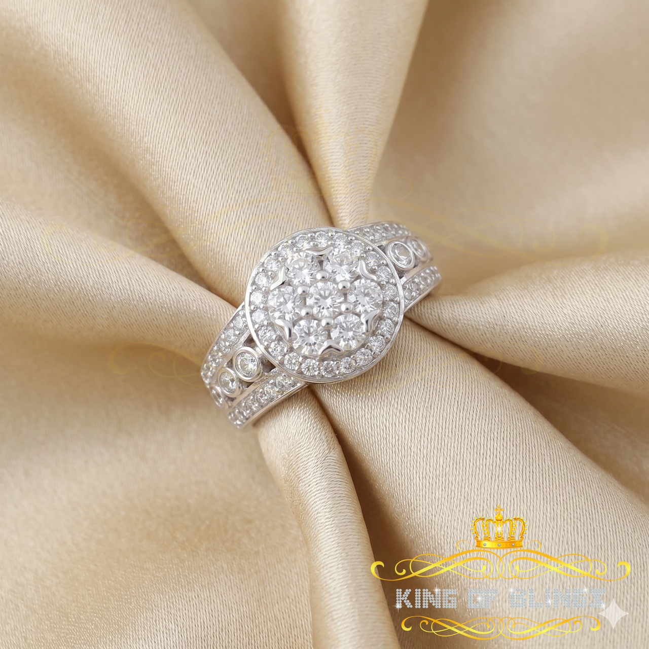 King Of Bling's925Sterling White Silver Round 2.10ct Cubic Zirconia Wedding Womens Ring Size 07
