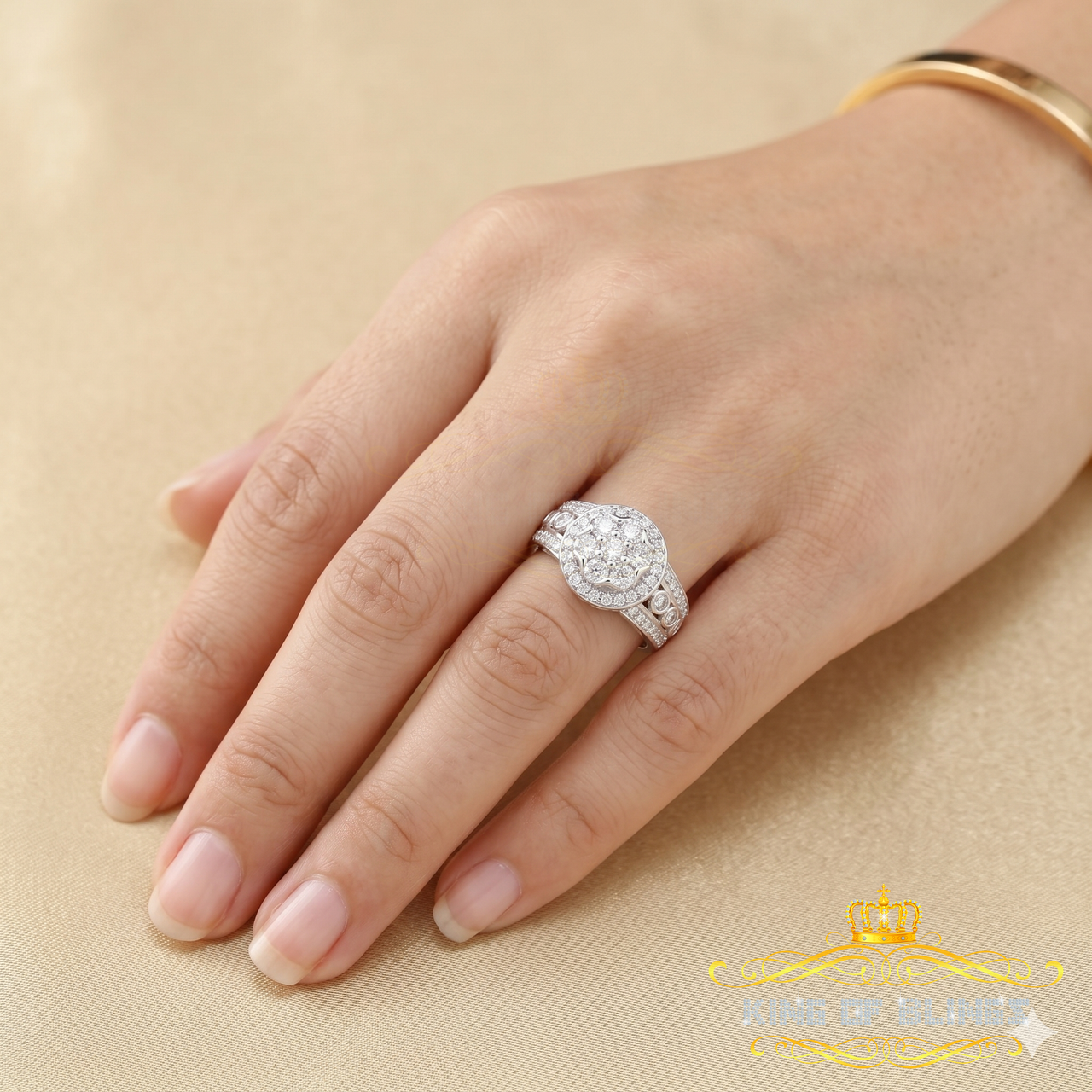 King Of Bling's925Sterling White Silver Round 2.10ct Cubic Zirconia Wedding Womens Ring Size 07