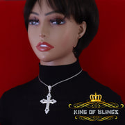 King Of Bling's Special Fancy 925 Silver White CROSS Shape Pendant with 0.50ct Cubic Zirconia KING OF BLINGS