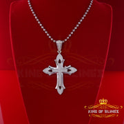 King Of Bling's Special Fancy 925 Silver White CROSS Shape Pendant with 0.50ct Cubic Zirconia KING OF BLINGS