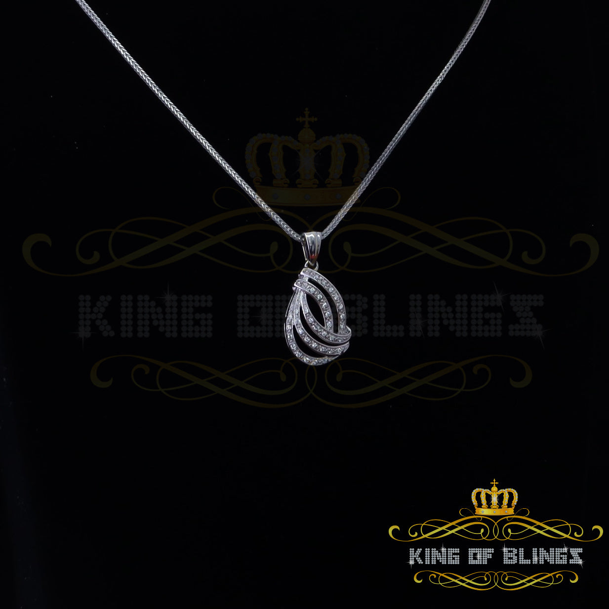 King Of Bling's Beautiful White 925 Silver Pendant Charming FASHION Shape 0.28ct Cubic Zirconia