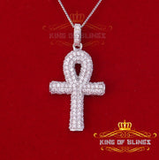 Sterling Silver ANKH Shape Beautiful Fancy Pendant White 1.85ct Cubic Zirconia KING OF BLINGS